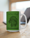 Find your Strength Lion mandala Green background **Ceramic Mug 15oz