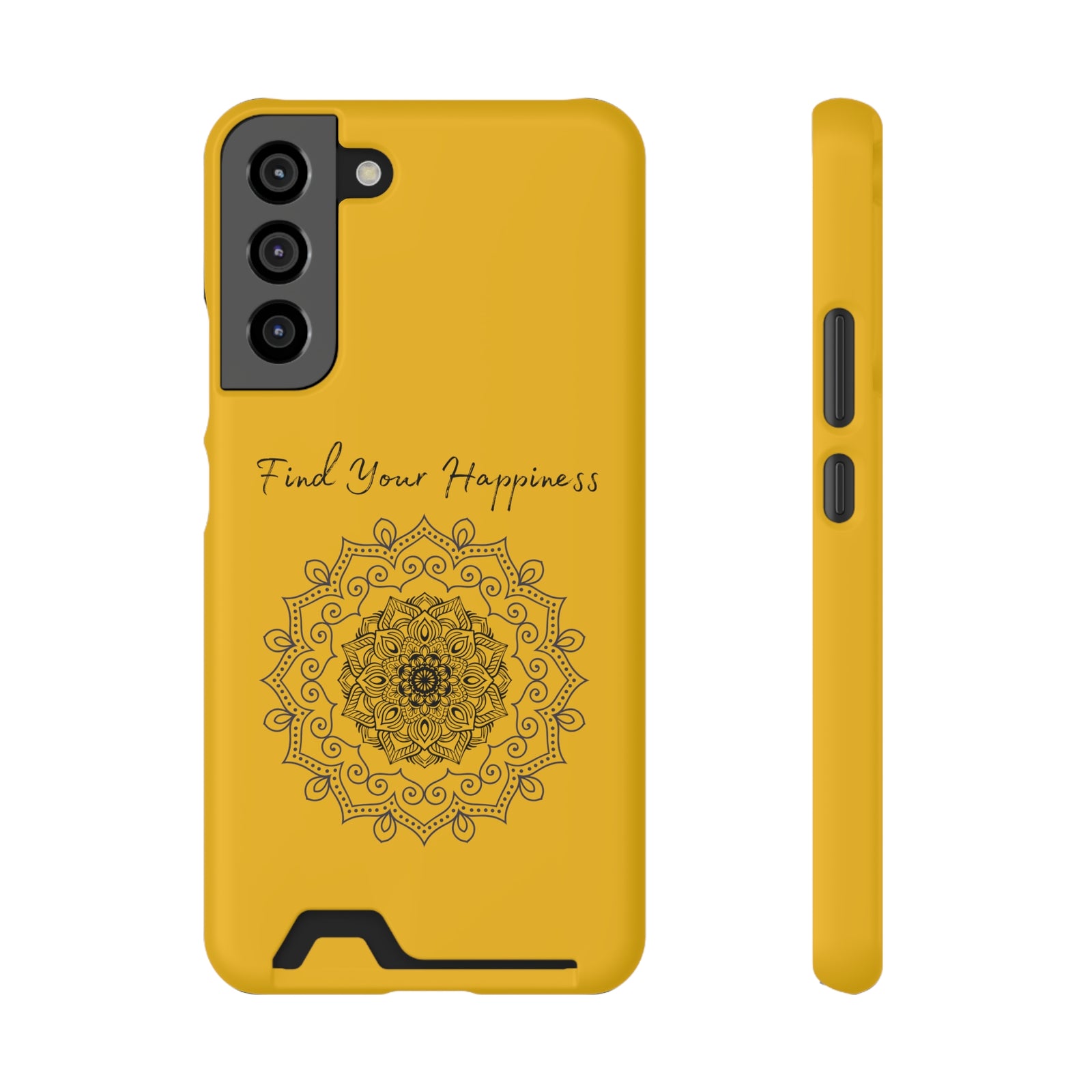 Phone Case With Card Holder Happiness Mandala -Yellow