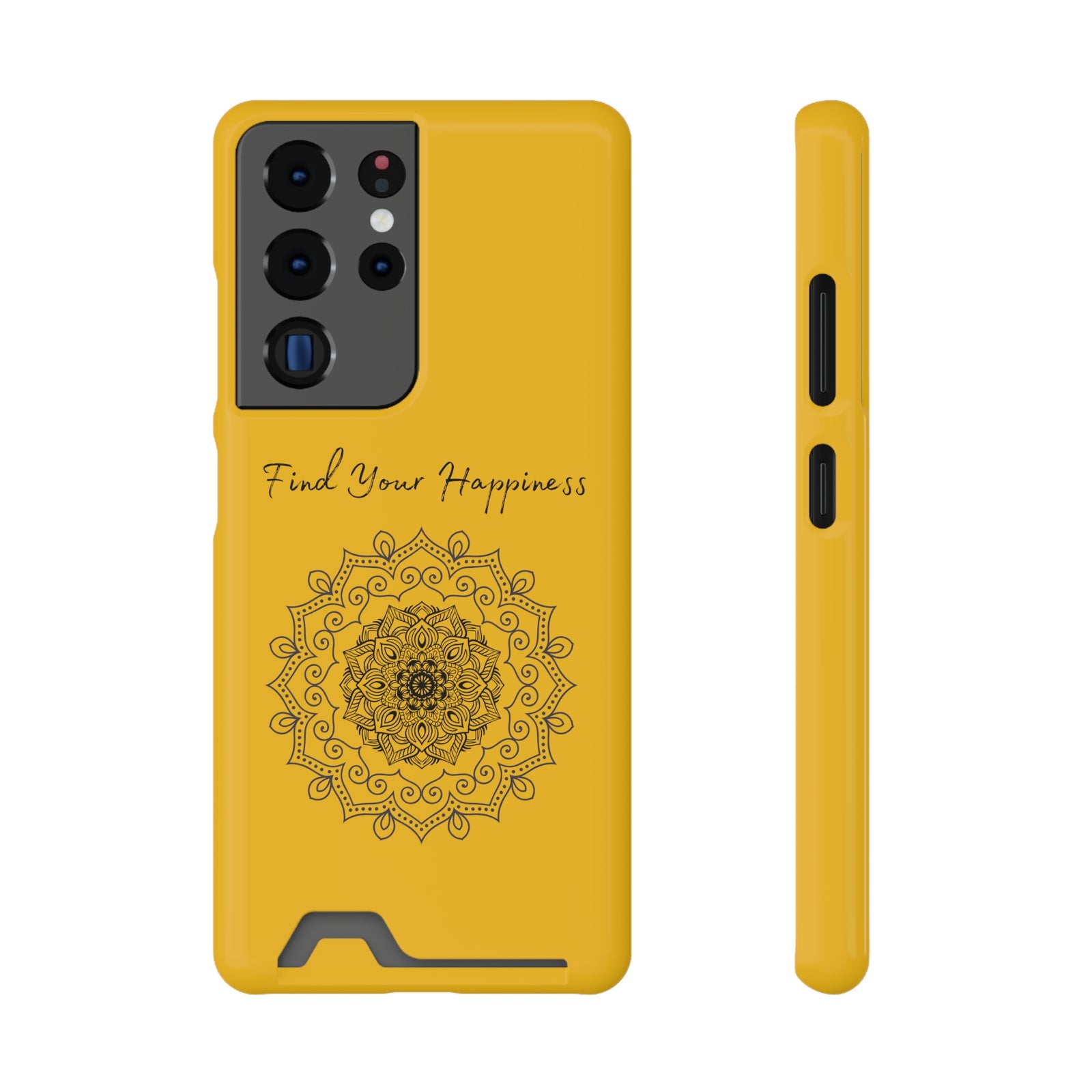 Phone Case With Card Holder Happiness Mandala -Yellow