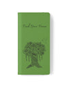 Phone Flip faux leather case with pockets and card storage. Peace Tree Mandala design-Green