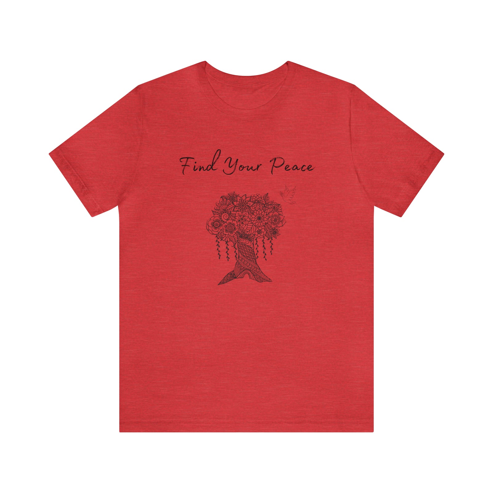 Find Your Peace mandala tree- with dove  Unisex Jersey Short Sleeve Tee- 15 colors