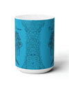 Find your Peace mandala tree Turquoise blue background **Ceramic Mug 15oz