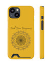 Phone Case With Card Holder Happiness Mandala -Yellow