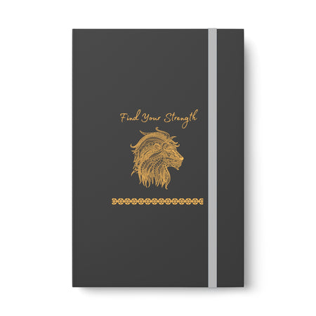 Find Your Strength Mandala Lion design Grey-Color Contrast Notebook - Ruled