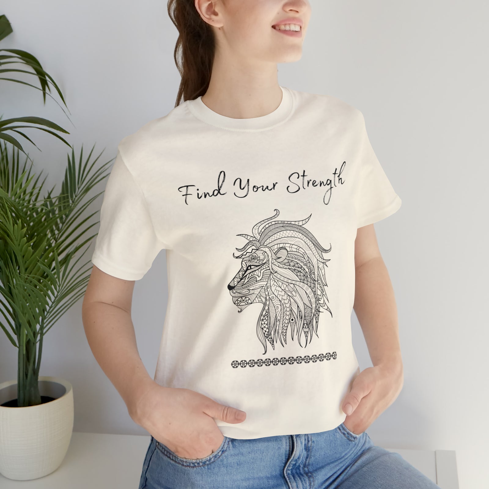 Find Your Strength Lion Mandala Unisex Jersey Short Sleeve Tee 15 colors