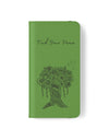 Phone Flip faux leather case with pockets and card storage. Peace Tree Mandala design-Green