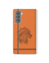 Phone Flip faux leather case with pockets and card storage. Strength lion Mandala design-orange