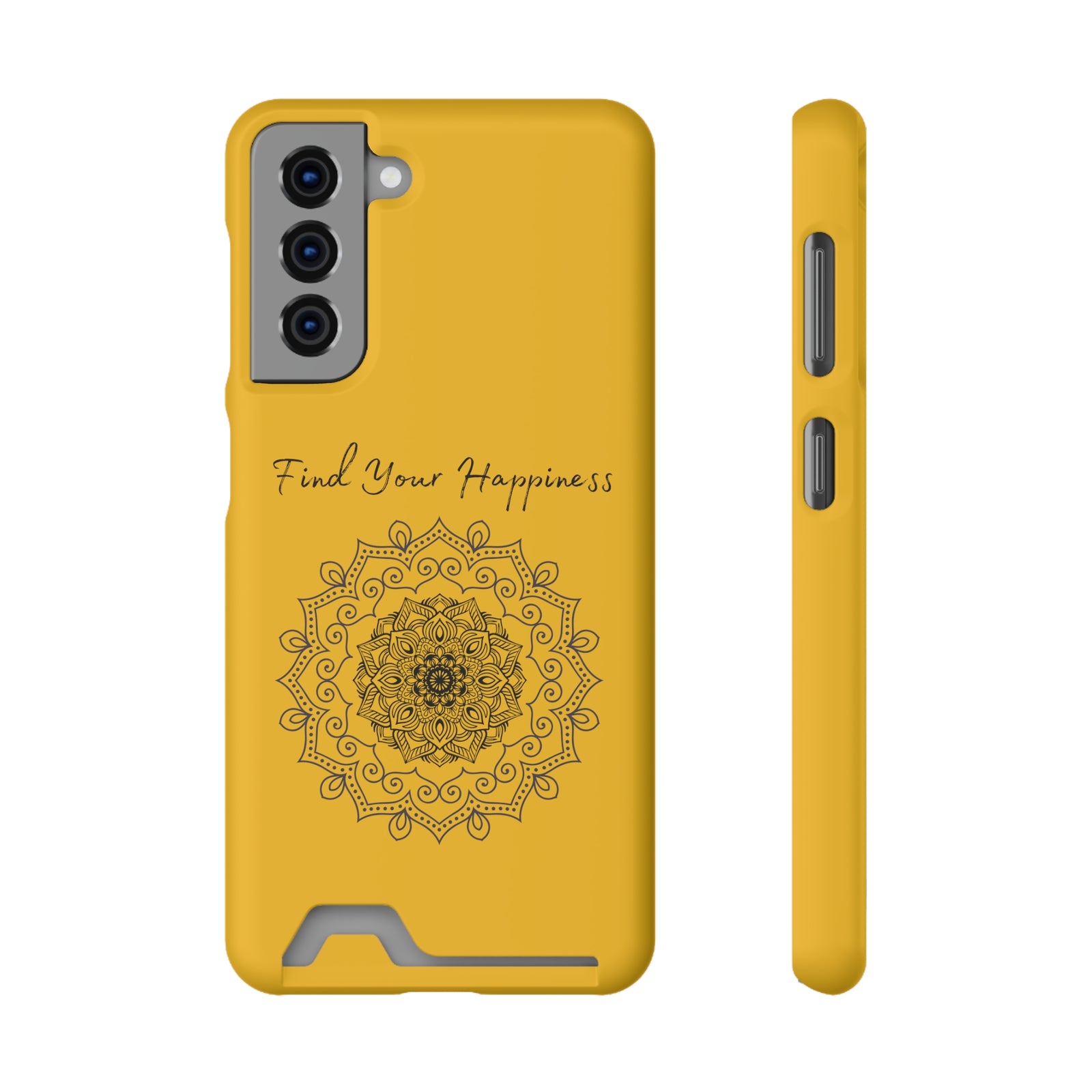 Phone Case With Card Holder Happiness Mandala -Yellow