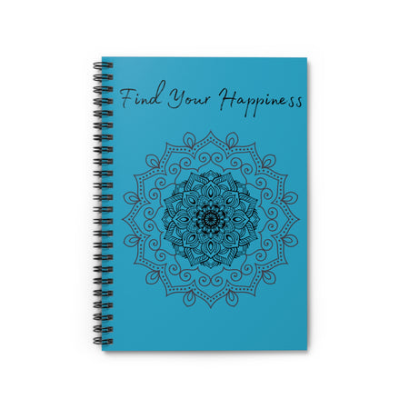 Find your Happiness mandala--Turquoise blue Spiral Notebook - Ruled Line