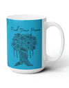 Find your Peace mandala tree Turquoise blue background **Ceramic Mug 15oz