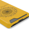 Phone Case With Card Holder Happiness Mandala -Yellow