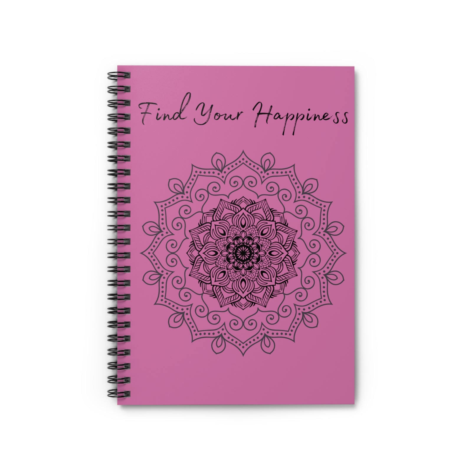 Find your Happiness mandala--Pink Spiral Notebook - Ruled Line