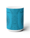 Find your Happiness mandala Turquoise blue background **Ceramic Mug 15oz