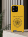 Phone Case With Card Holder Happiness Mandala -Yellow