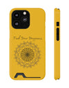 Phone Case With Card Holder Happiness Mandala -Yellow