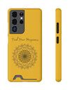 Phone Case With Card Holder Happiness Mandala -Yellow