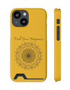 Phone Case With Card Holder Happiness Mandala -Yellow