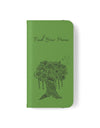 Phone Flip faux leather case with pockets and card storage. Peace Tree Mandala design-Green