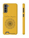 Phone Case With Card Holder Happiness Mandala -Yellow