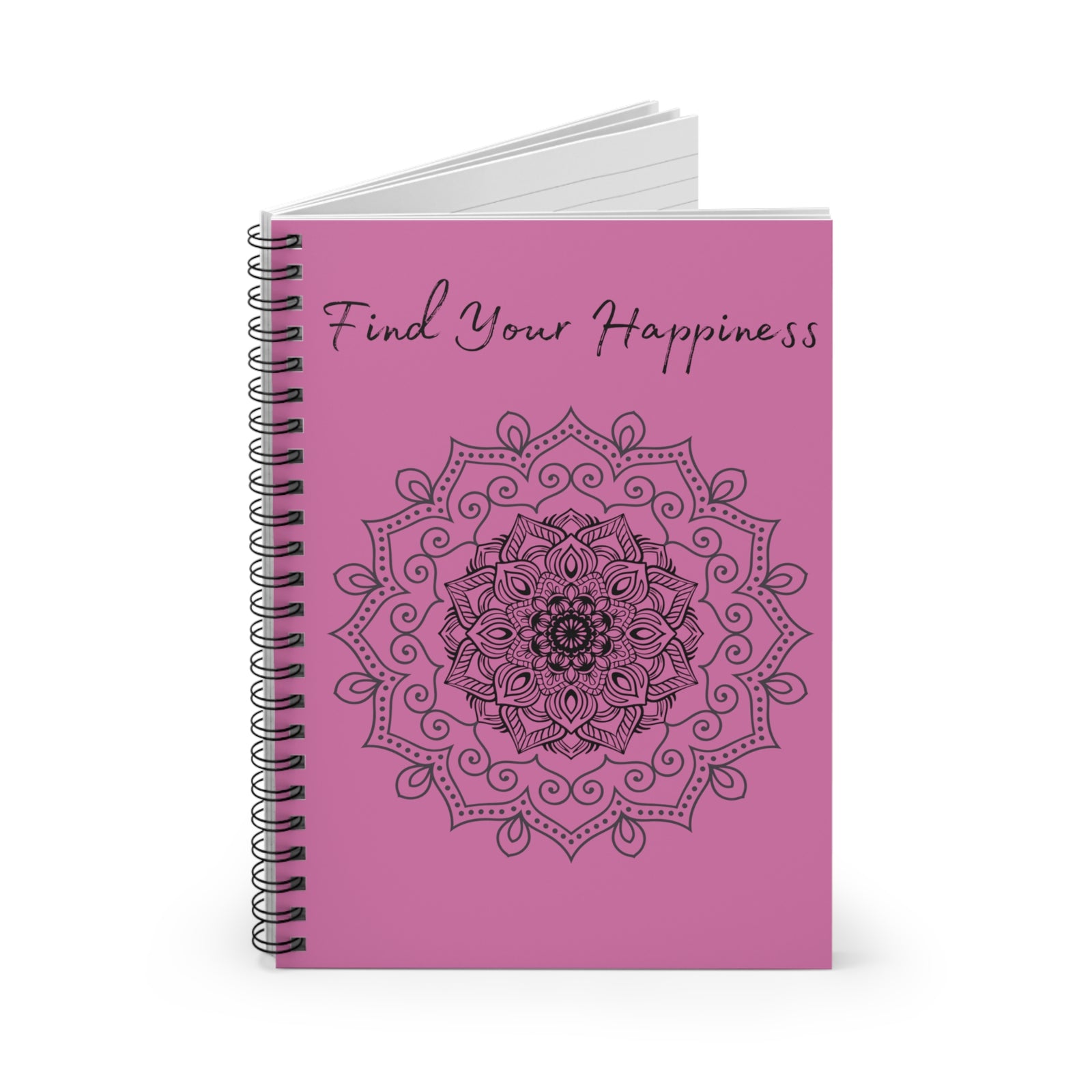 Find your Happiness mandala--Pink Spiral Notebook - Ruled Line