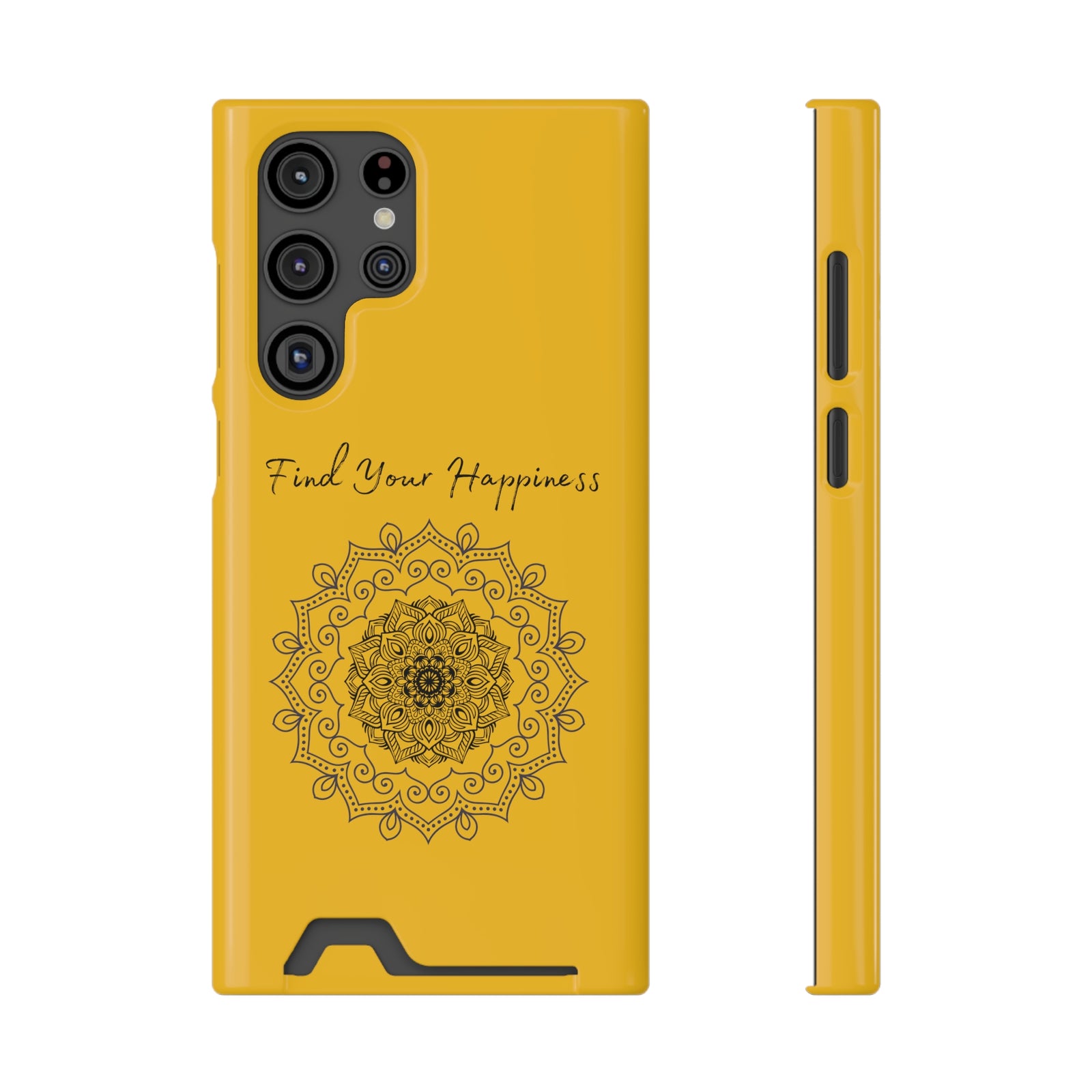 Phone Case With Card Holder Happiness Mandala -Yellow