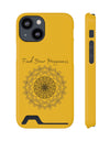 Phone Case With Card Holder Happiness Mandala -Yellow